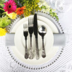 Silver Beaded Charger Plate with Kings Cutlery. Wedding cutlery