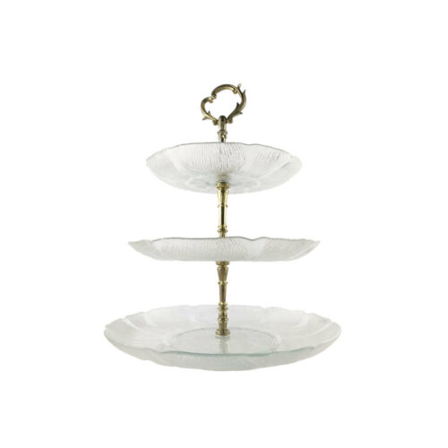 Glass Gold 3 Tier Cake Stand