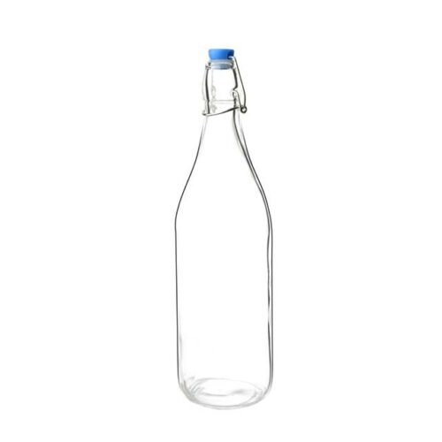 Glass water bottle with lid
