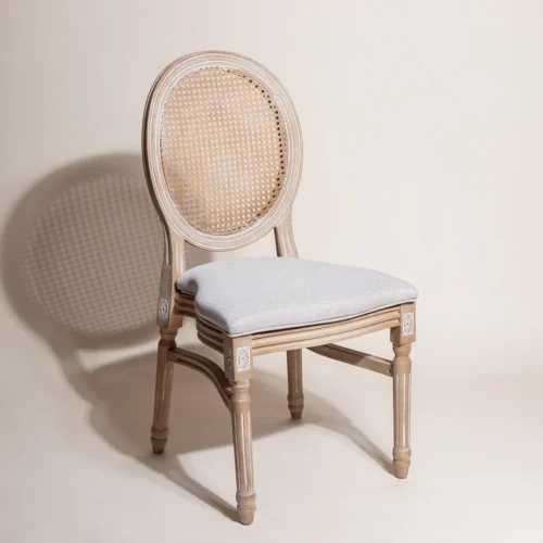 Rattan Limewash Louis Chair