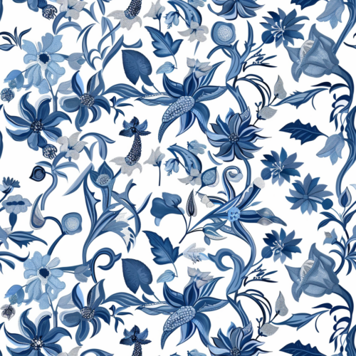 The Blue Floral Print Tablecloth - 96"x144" Trestle Tablecloth