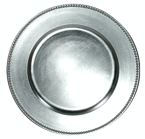 Silver Beaded Acrylic Charger Plate